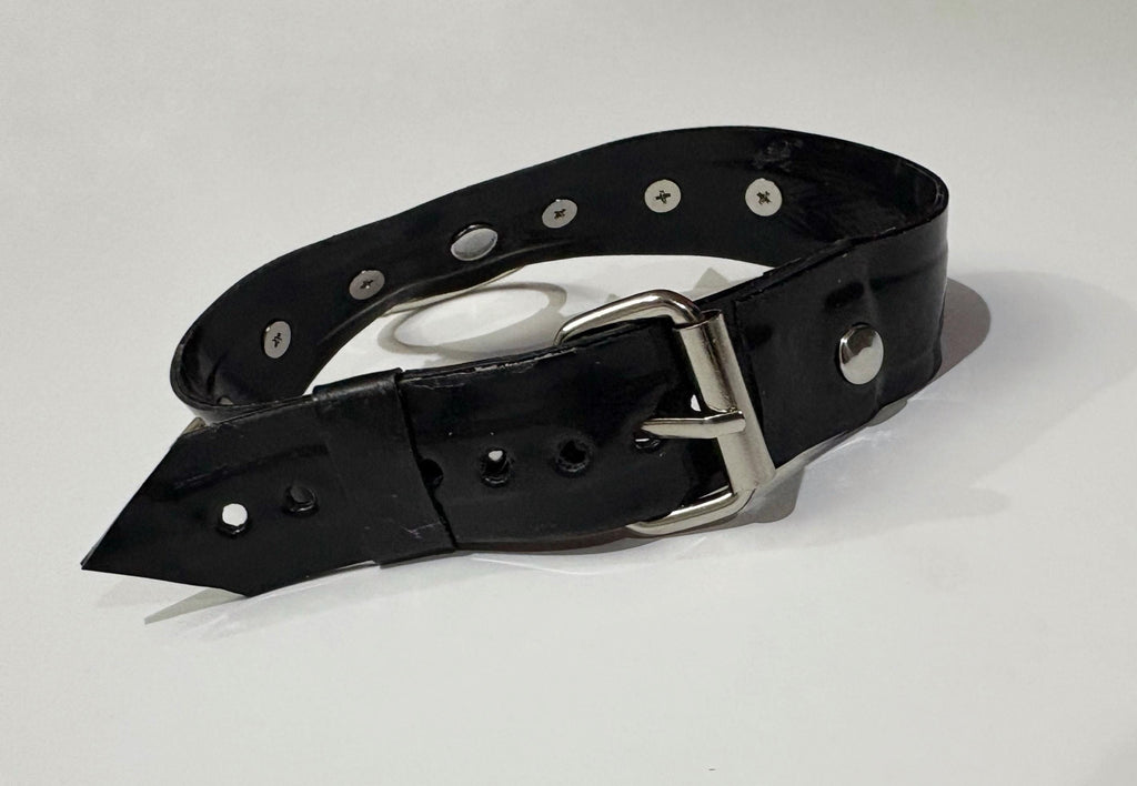 Black 1” Latex Choker with Large O Ring and spike detailing