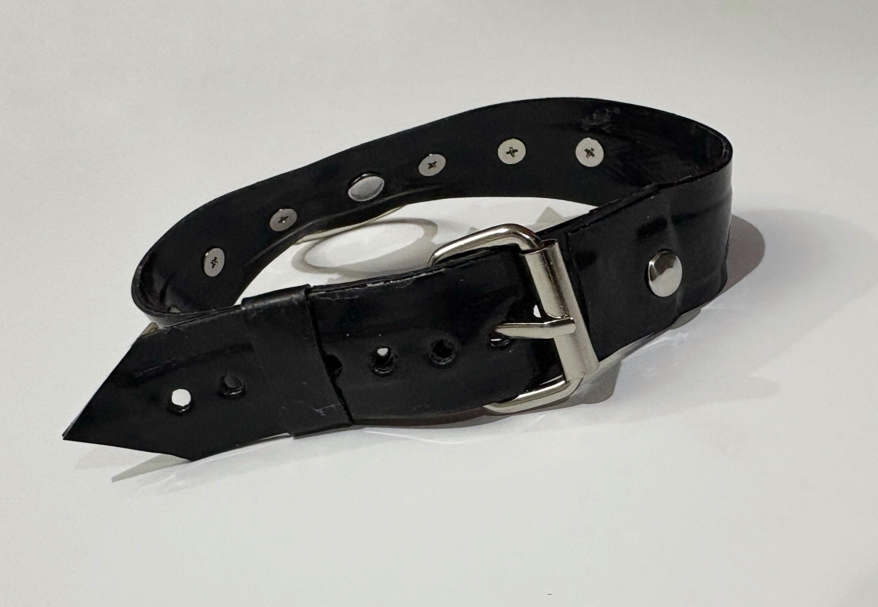 Black 1” Latex Choker with Large O Ring and spike detailing