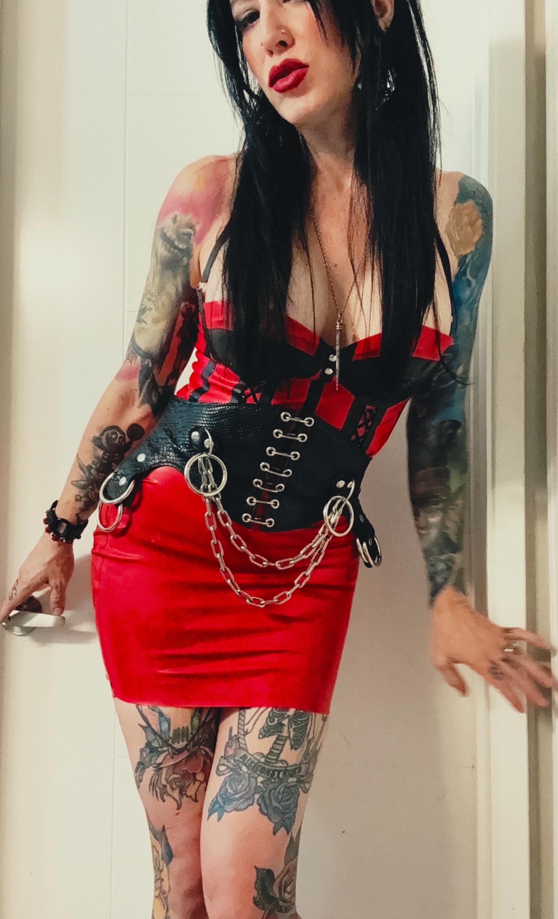 Red Latex Mini Skirt