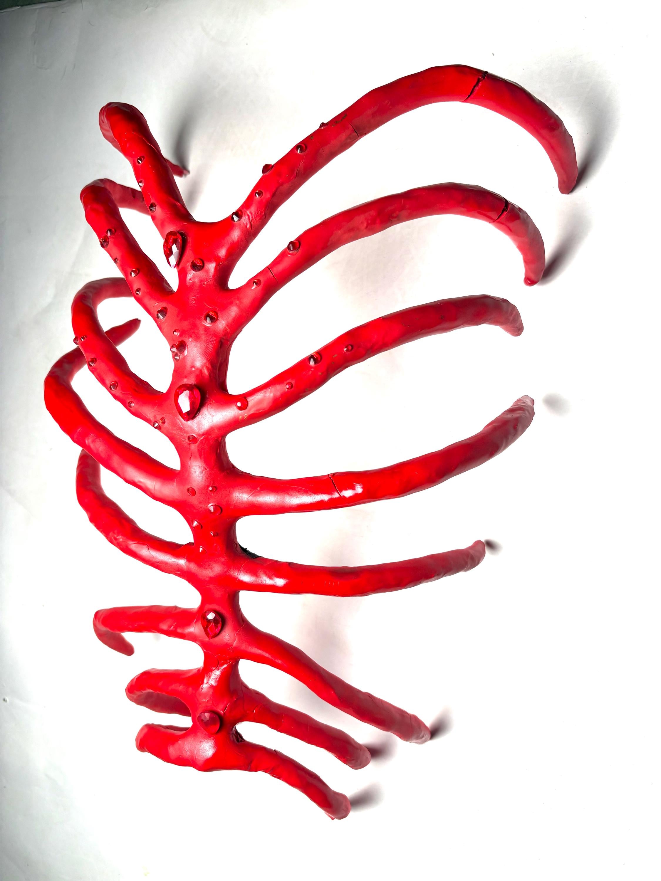 Alien Rib Cage Wearable Art Piece – Adjustable Bio-Exoskeletal Sculpture (Red)
