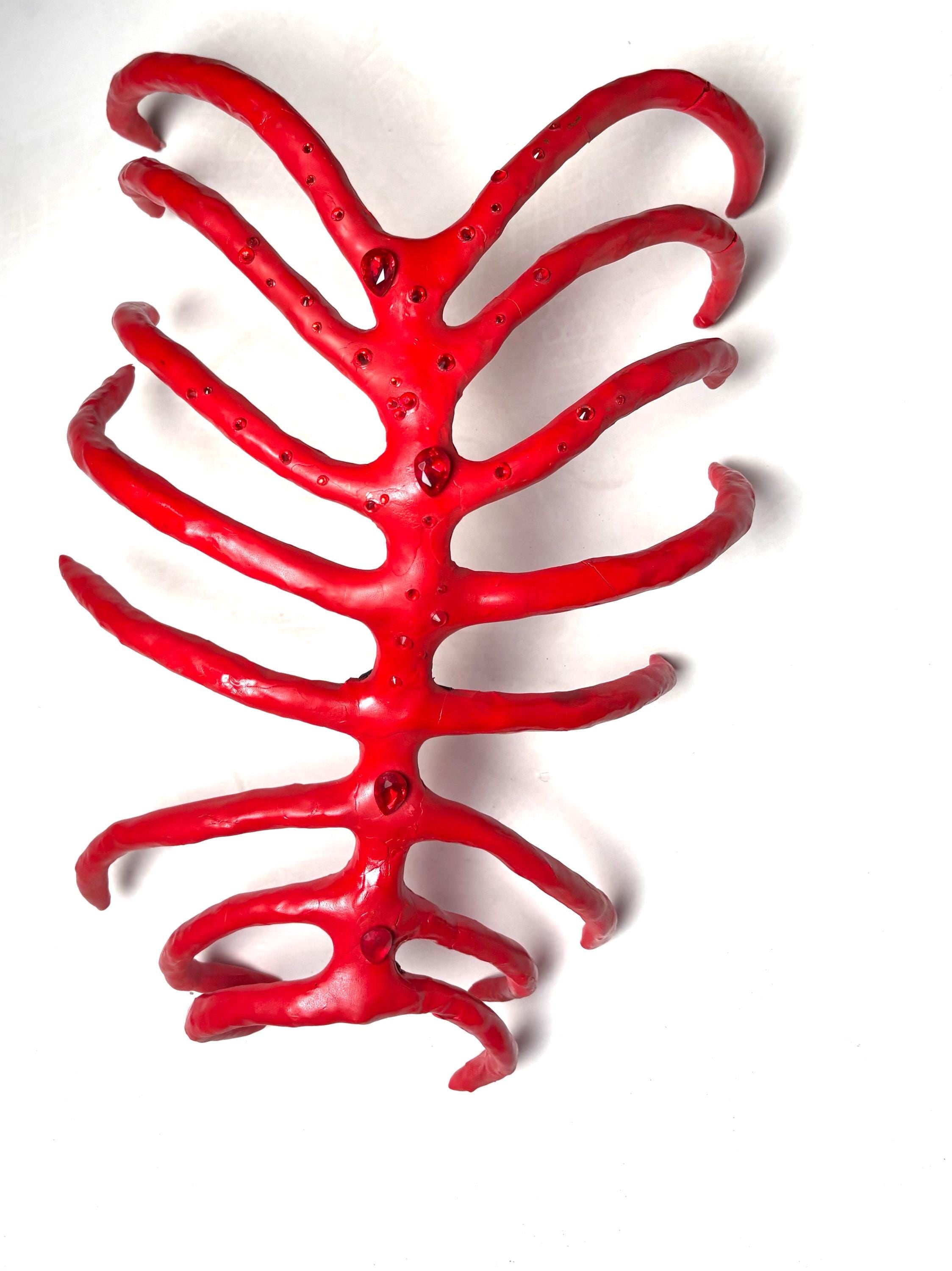 Alien Rib Cage Wearable Art Piece – Adjustable Bio-Exoskeletal Sculpture (Red)