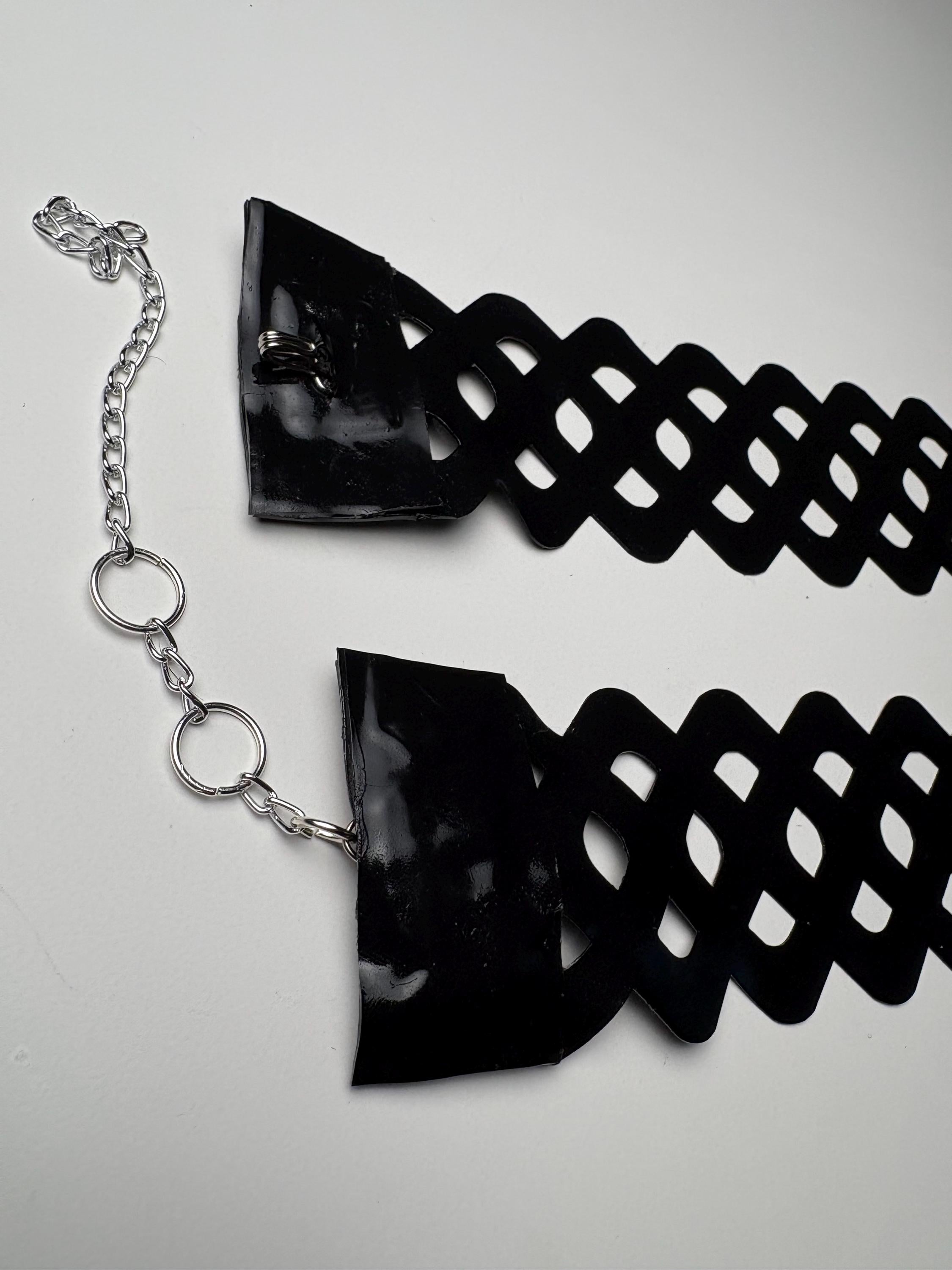 Black Latex Lace Trim 2” Choker