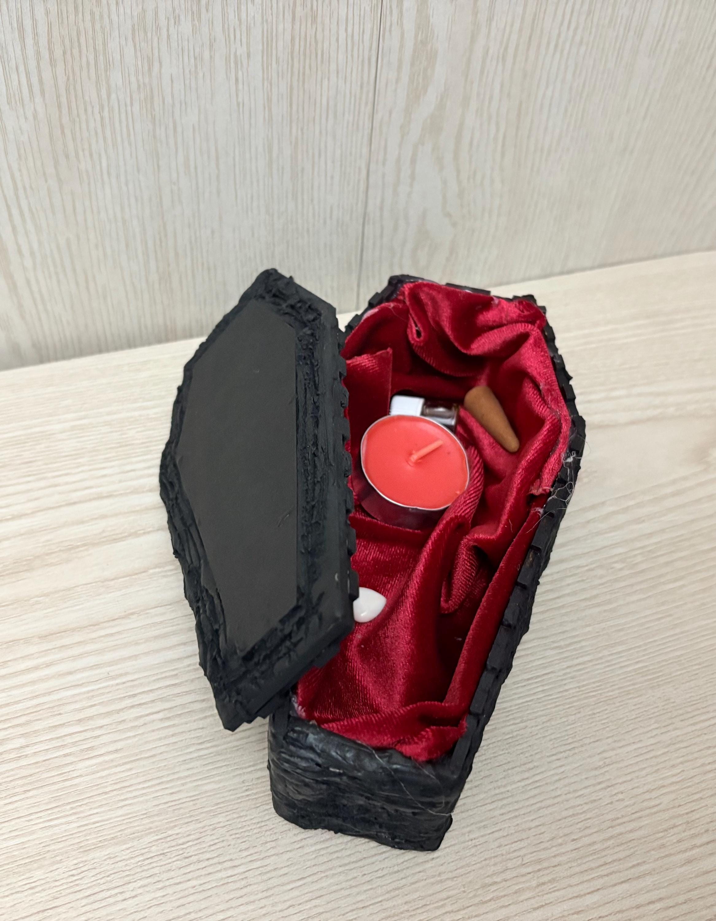 Coffin Trinket box with red velvet lining