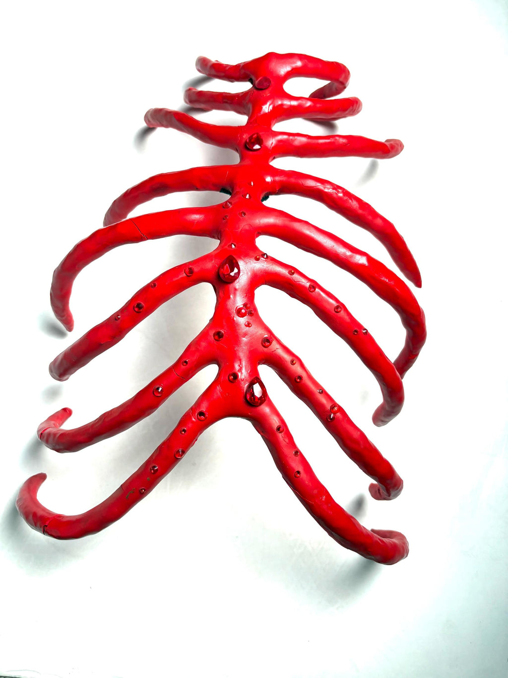 Alien Rib Cage Wearable Art Piece – Adjustable Bio-Exoskeletal Sculpture (Red)