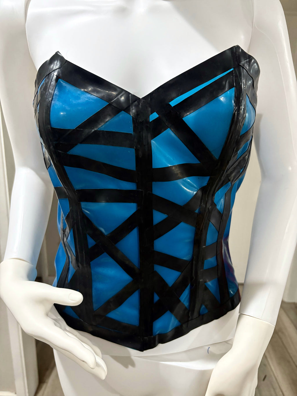 Blue Bandage Latex Corset