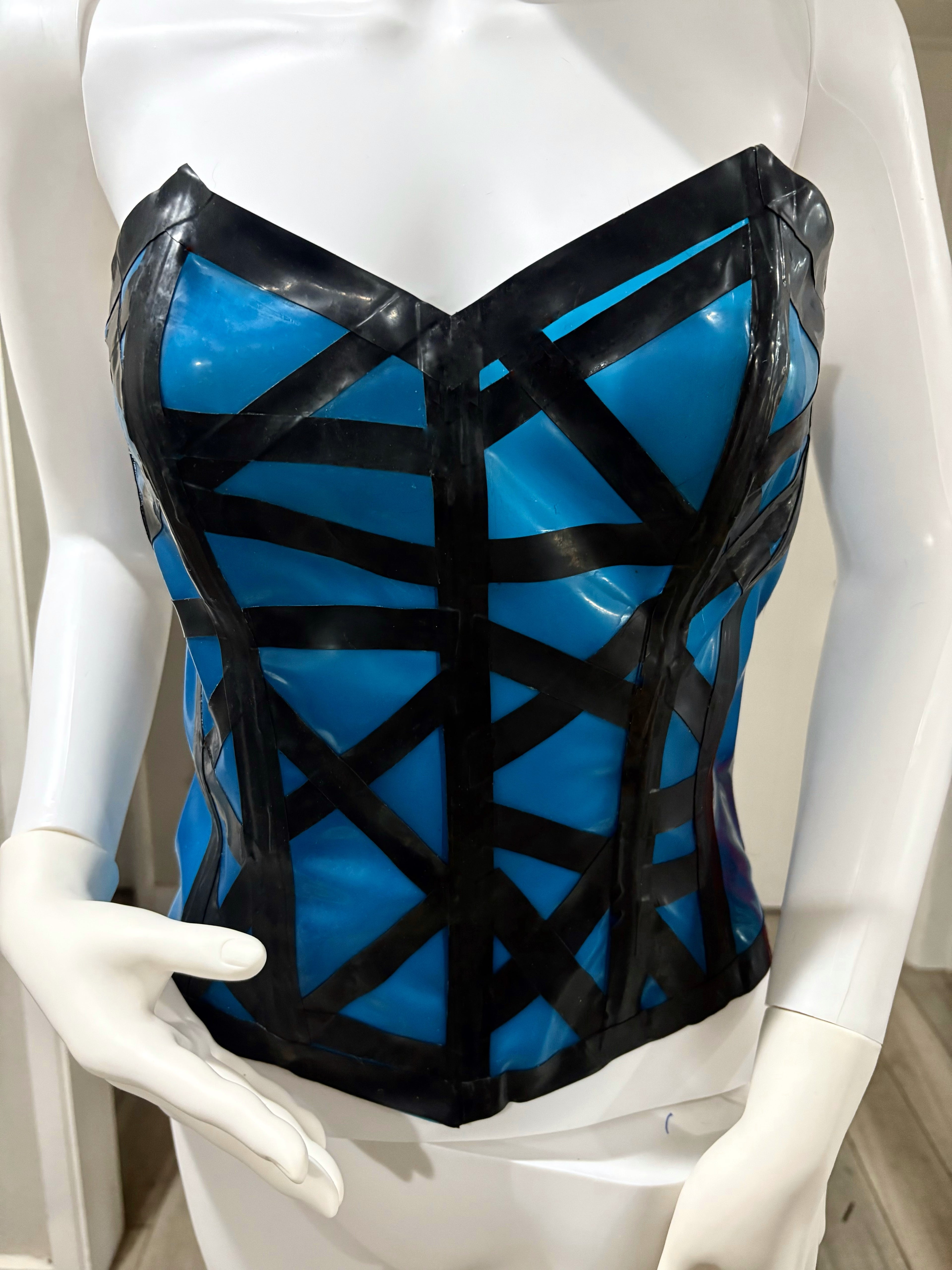 Blue Bandage Latex Corset