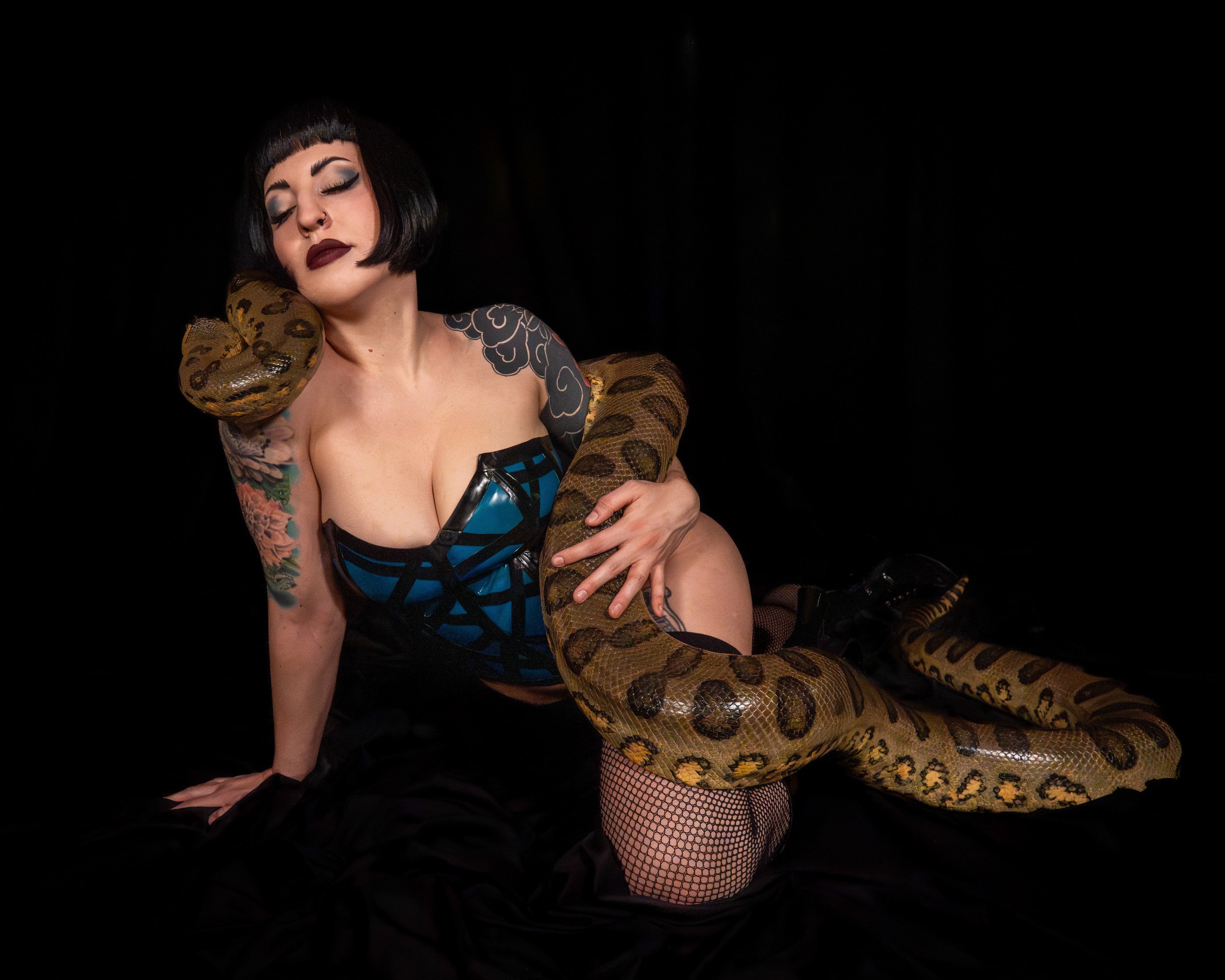 Blue Bandage Latex Corset