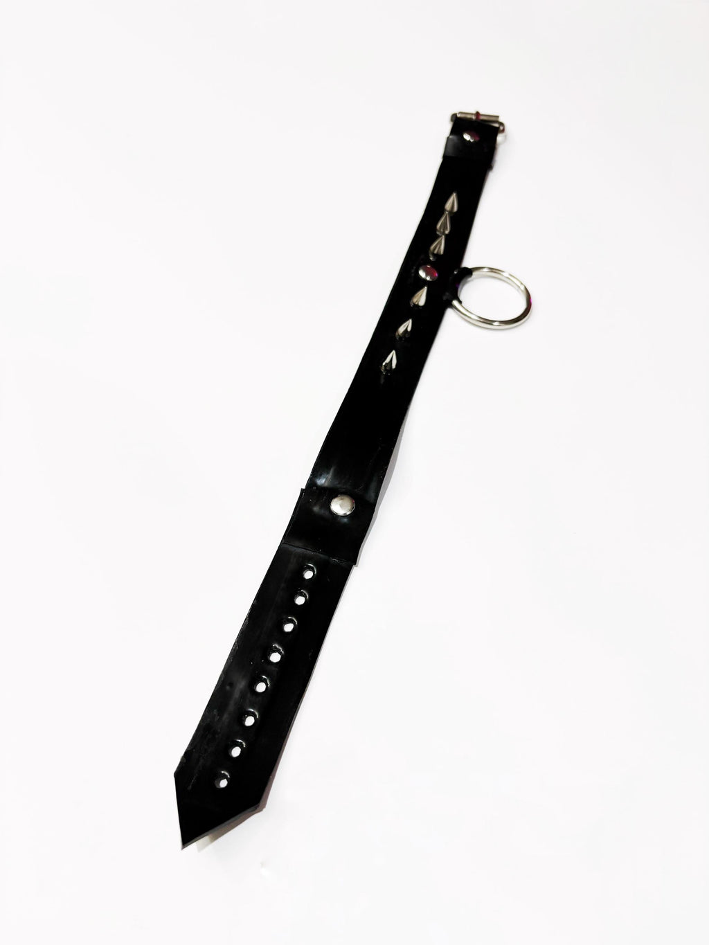 Black 1” Latex Choker with Large O Ring and spike detailing