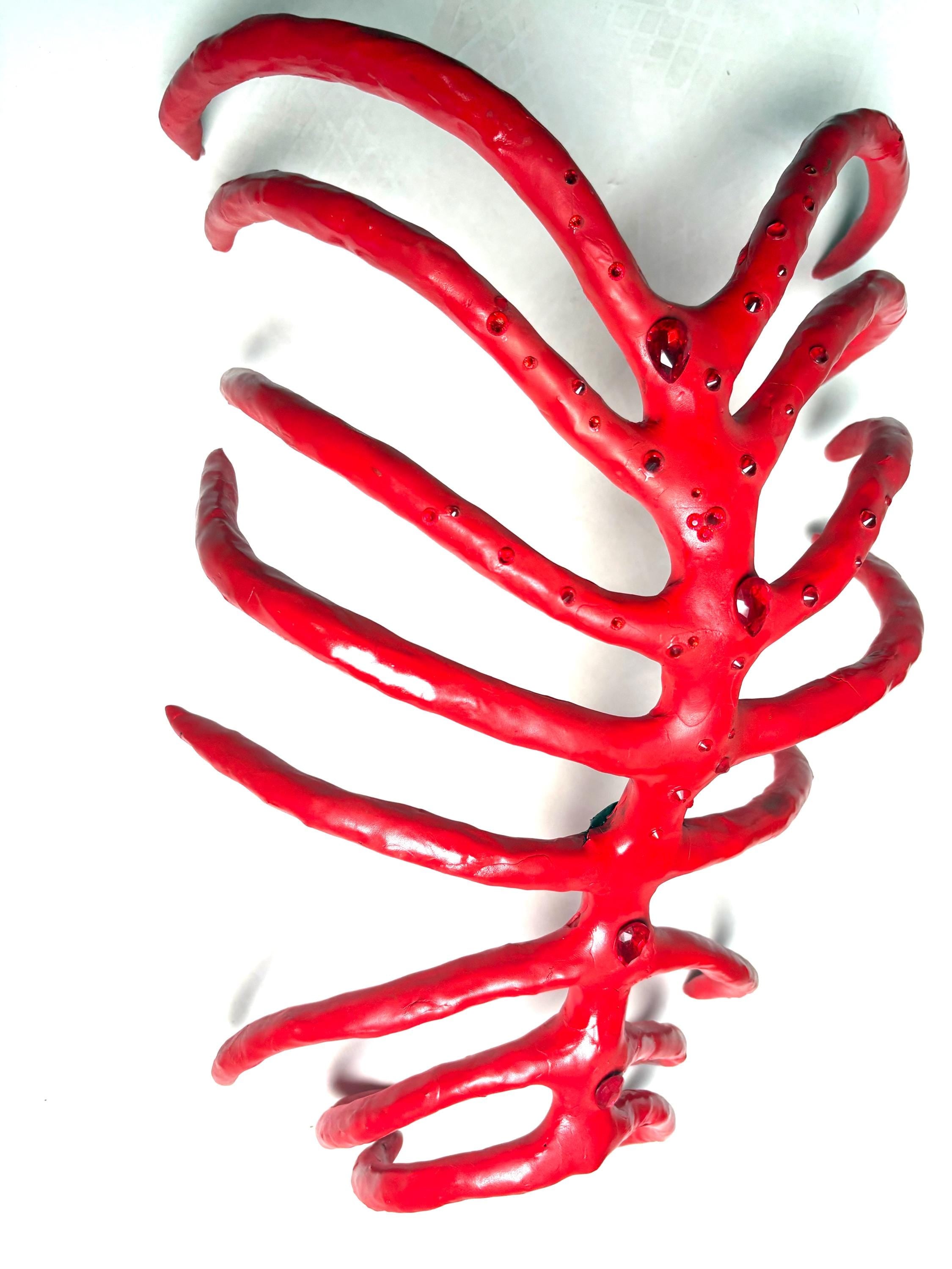 Alien Rib Cage Wearable Art Piece – Adjustable Bio-Exoskeletal Sculpture (Red)