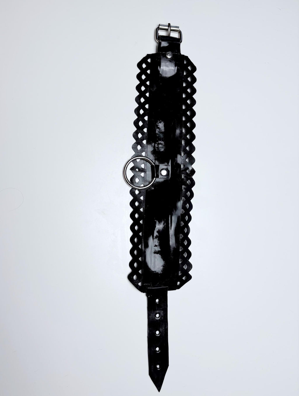 Black Latex Lace Trim 2.5” Choker with Large O Ring