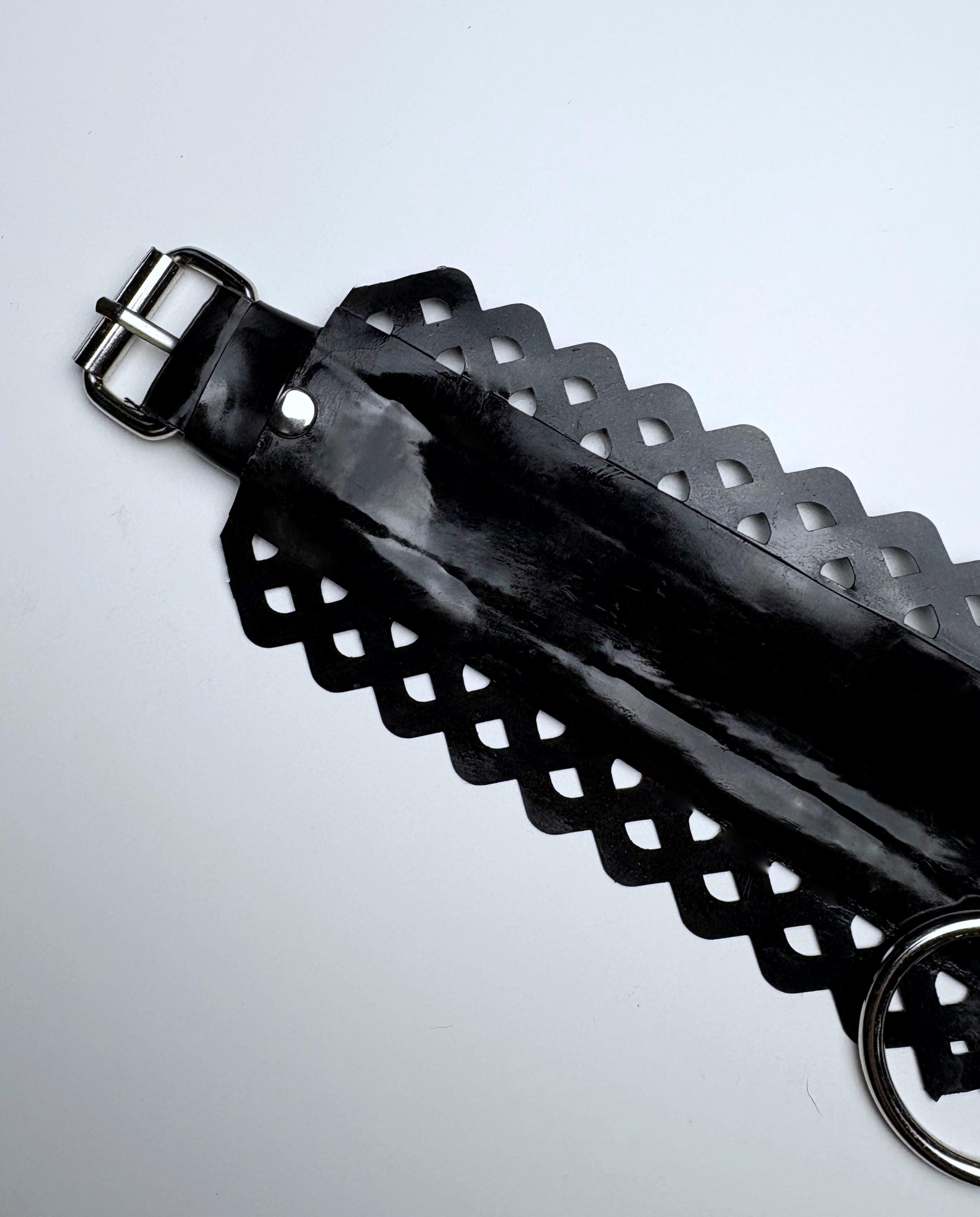 Black Latex Lace Trim 2.5” Choker with Large O Ring